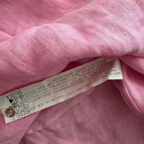 Zara Long Sleeve Linen Button Down Shirt S Pink - Picture 11 of 11